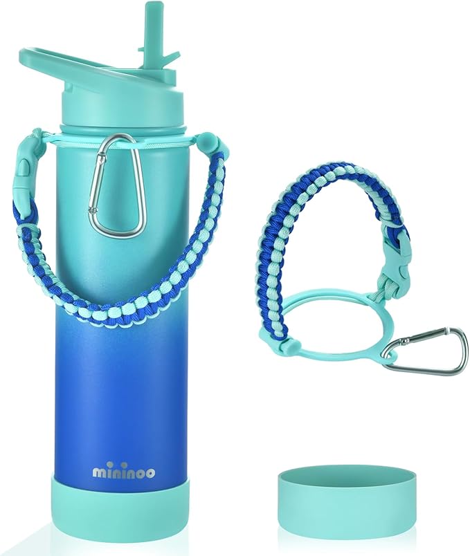 mininoo Insulated Stainless Steel Water  Best Bottle with Straw and Lid for Sports, 24 oz, Pacific Dream