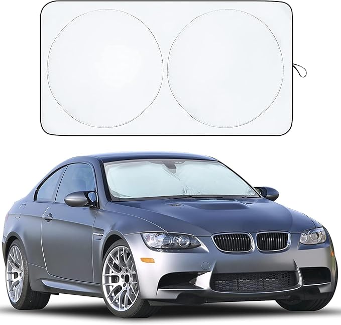 Best EcoNour Patented Design Car Windshield Sun Shade | Blocks 99% Heat & Keeps Interior Cool | Fits Cars, SUVs, Trucks | Automotive Sun Screen, Visor & Car Accessories for Summer | Medium (64x32 Inches)