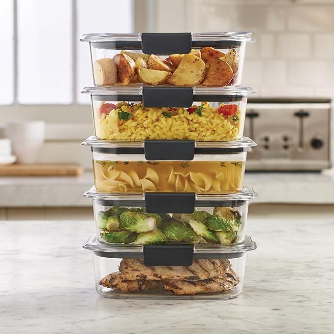Best Rubbermaid Brilliance Food Storage Containers BPA Free Airtight Lids Ideal for Lunch Meal Prep & Leftovers Set of 5 (3.2 Cup)